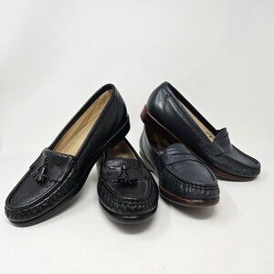 2 Pair SAS Womens Size 5M Black & Navy Blue Tripad Comfort Loafers Shoes Slip On